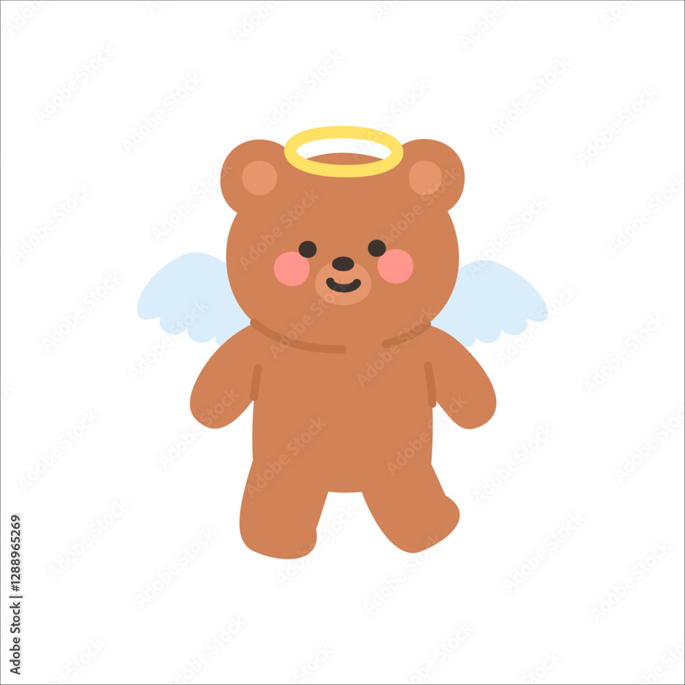Obraz premium Angel Bear Standing with Open Arms and a Cheerful Smile