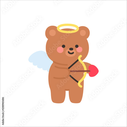 Angel Bear Holding a Cupid Bow and Arrow