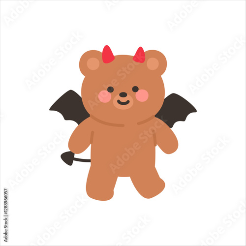 Devil Bear Standing with Open Arms and a Cheerful Smile