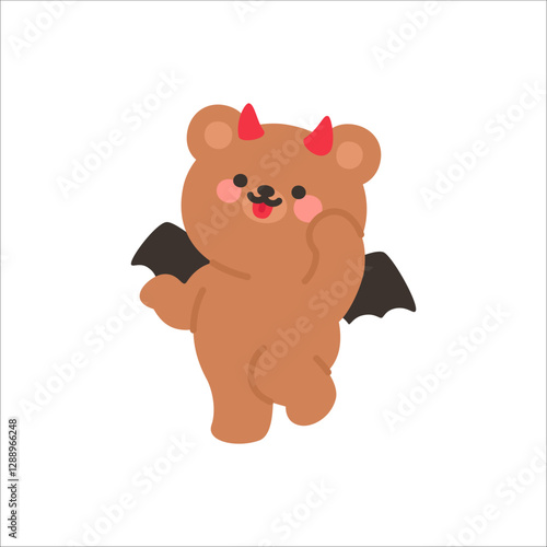 Devil Bear Sticking Out Tongue with a Playful Expression