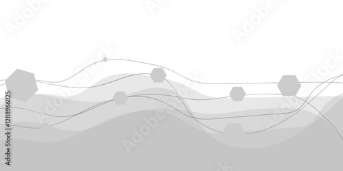 Abstract horizontal vector template for business banner, formal backdrop, prestigious voucher, luxe invite. Abstract wave geometric white and gray color background. Vector, illustration.