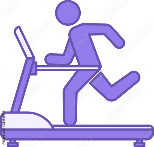 Colored Treadmill Icon. Vector Drawing. Athlete Runs on Treadmill. Sports Equipment, Workout. Gym and Sports Concept