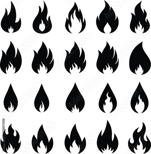 fire flame set vector illustration