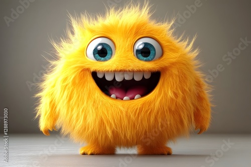 Adorable Yellow Furry Monster - 3D Cartoon Character