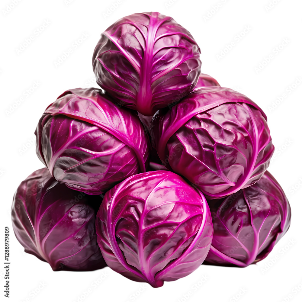 Obraz premium Red Cabbage: Benefits, Recipes & Growing Guide isolated on transparent background