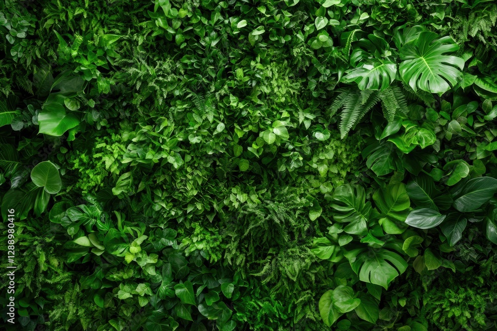 Lush green foliage creates vibrant natural backdrop with diverse Lush green foliage creates vibrant natural backdrop with diverse