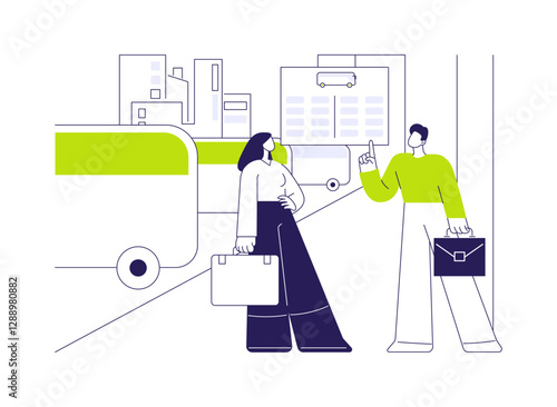 Bus stop information display abstract concept vector illustration.