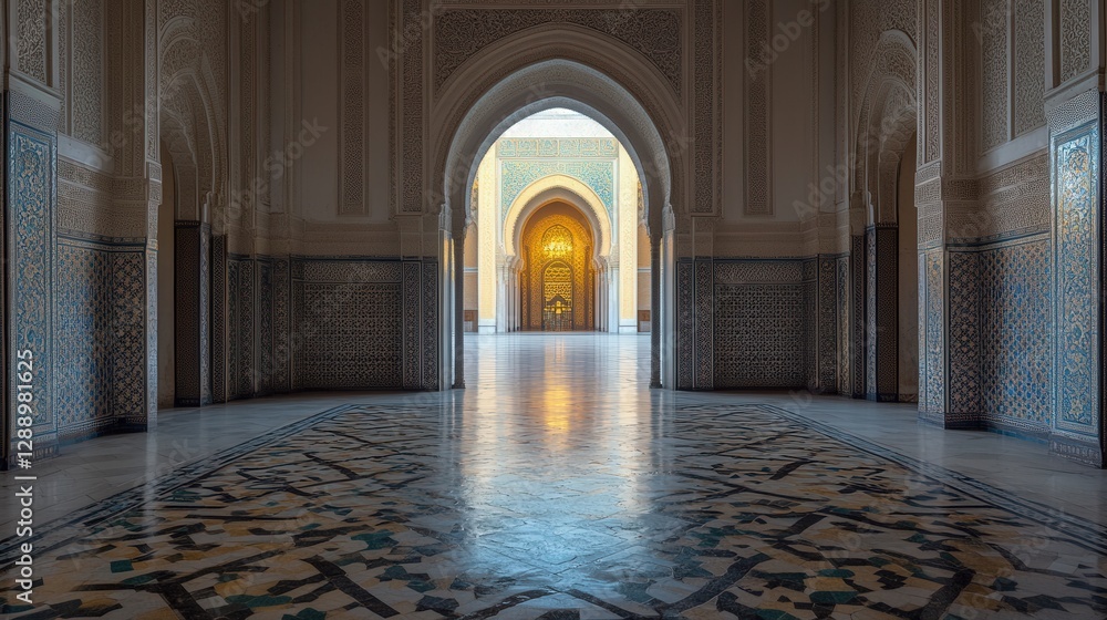 Obraz premium Stunning Architectural Interior with Arched Doorways and Intricate Patterns