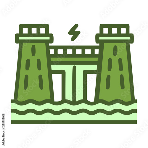 Renewable resources hydropower dam icon