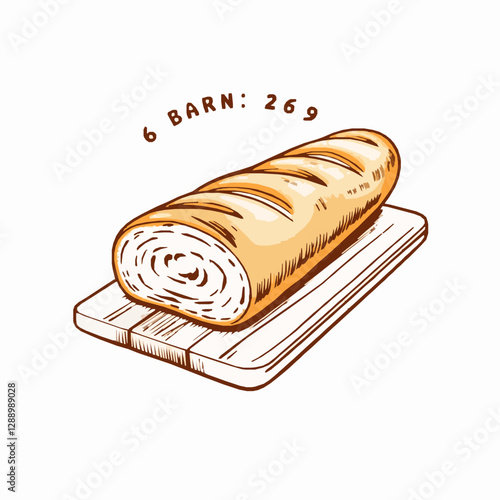 freshly baked baguette with crispy crust and soft interior vector illustration