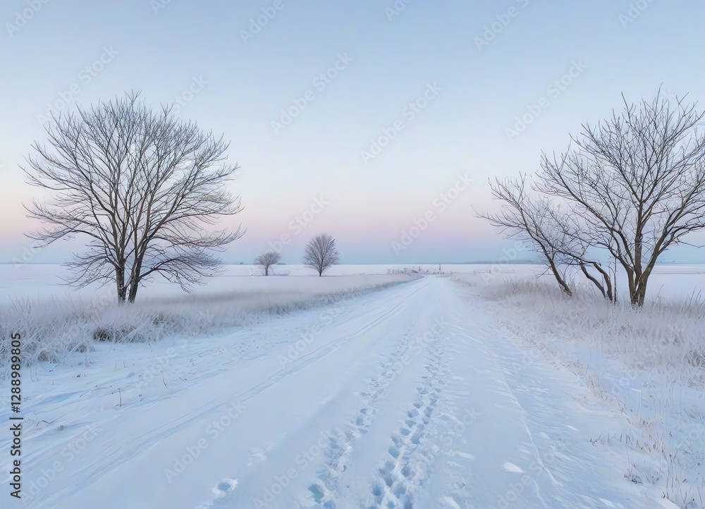 A flat winter landscape illustration covered in thick untouched snow A flat winter landscape illustration covered in thick untouched snow