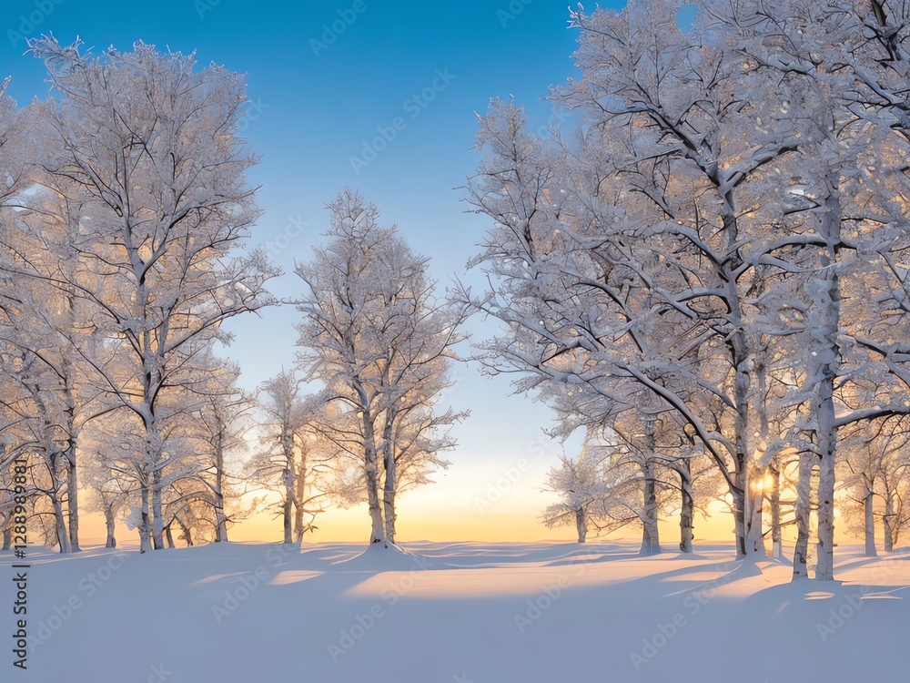 A flat winter landscape illustration covered in thick untouched snow A flat winter landscape illustration covered in thick untouched snow
