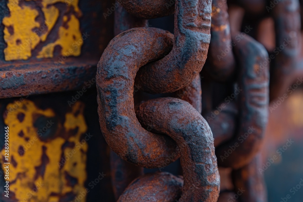 A close-up view of a rusty metal chain with intricate details A close-up view of a rusty metal chain with intricate details
