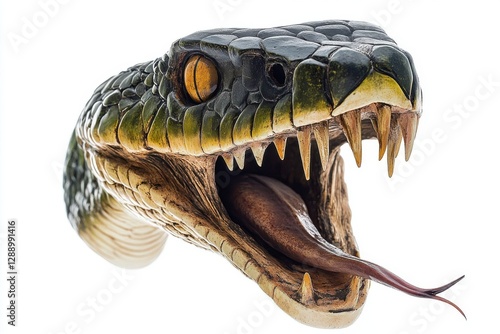 Detailed Closeup of a Snakes Head and Forked Tongue photo