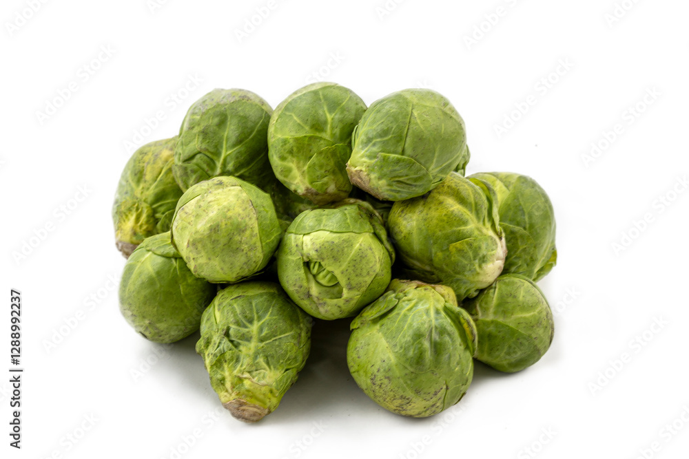 Fresh Brussels sprouts on a white background Fresh Brussels sprouts on a white background
