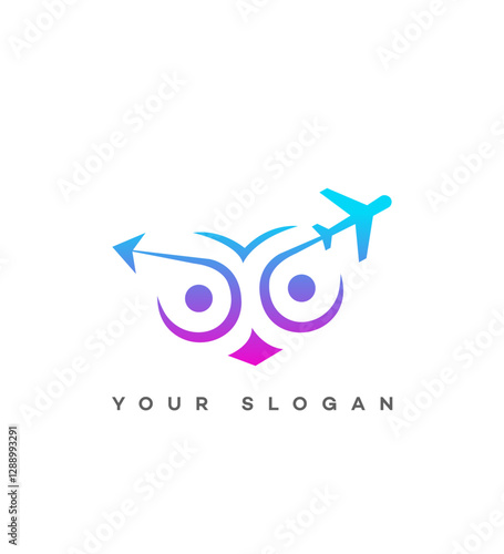 Wise Owl Travel Agency Logo Airplane, Flight, Journey, Exploration photo