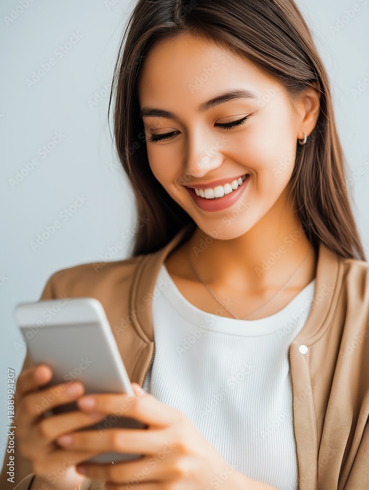 スマートフォンを使用している若い女性