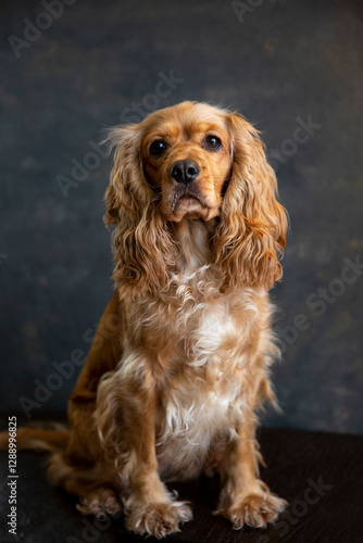 American cocker spaniel on black background
