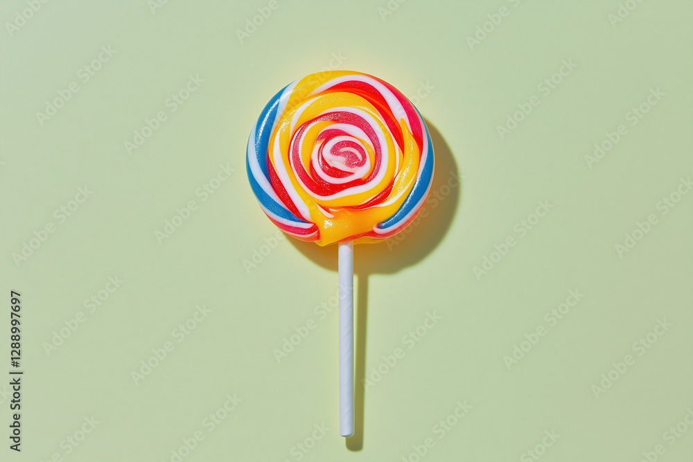 Swirl of Color: A vibrant lollipop, a spiral of sweet treats in bright, inviting hues, promises a moment of pure indulgence, resting gently. Swirl of Color: A vibrant lollipop, a spiral of sweet treats in bright, inviting hues, promises a moment of pure indulgence, resting gently.