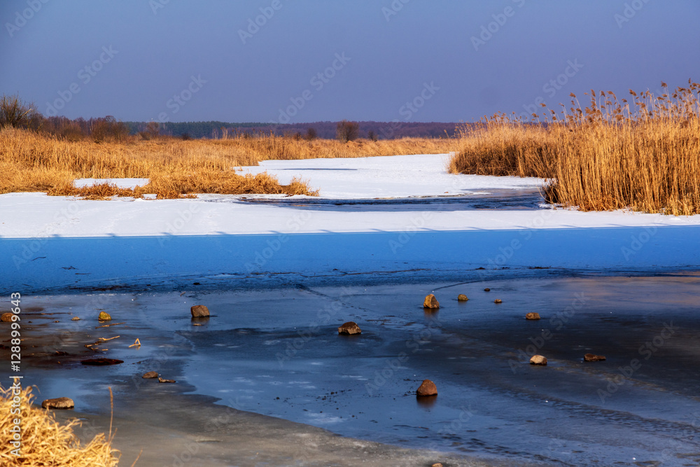 Zima w Narwiańskim Parku Narodowym, Podlasie, Polska