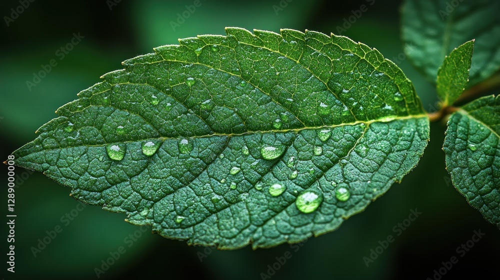Dewy green leaf close-up Dewy green leaf close-up