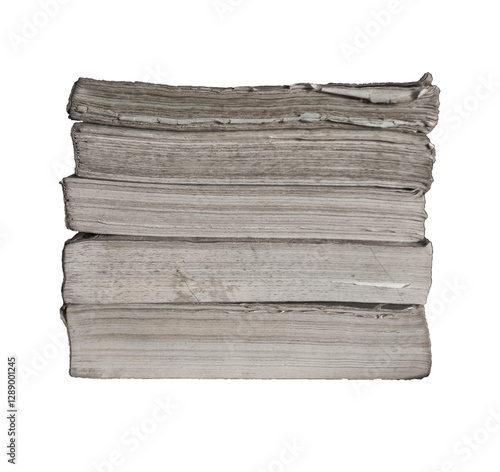 stack of old books isolated.pile of old books close up view