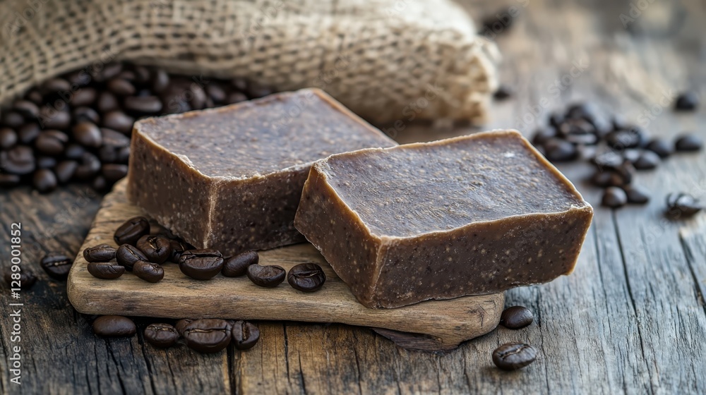 Rich coffee and chocolate soap bars rest on a rustic background, emphasizing organic skincare and natural ingredients.
Rich coffee and chocolate soap bars rest on a rustic background, emphasizing organic skincare and natural ingredients.