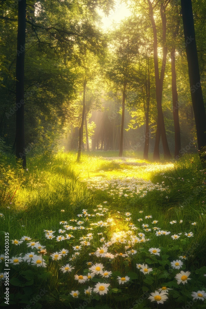 Obraz premium Flowers in fresh green Spring woods.