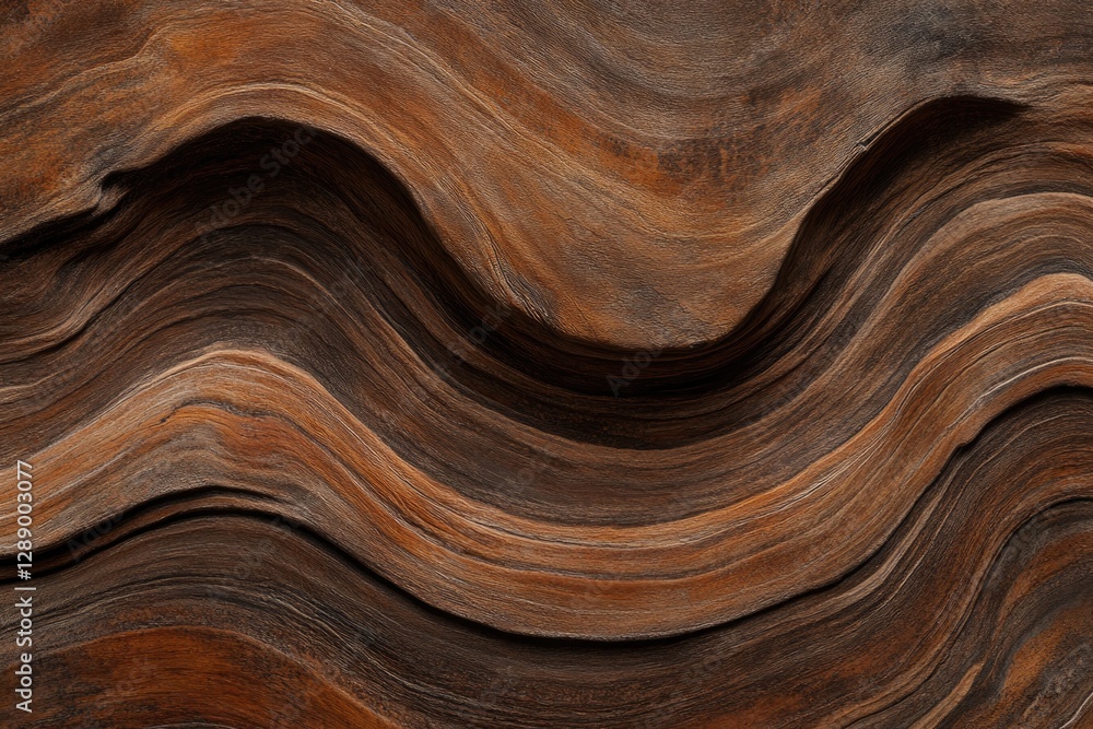 Fototapeta premium Flowing patterns of rich brown wood create an organic, dynamic t