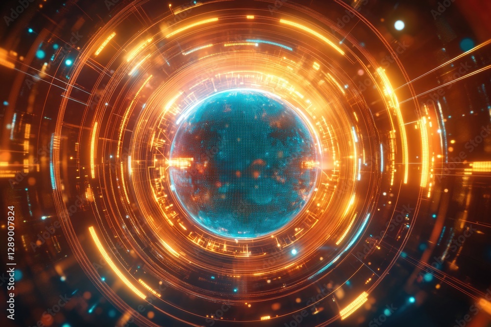 Abstract representation of a blue and yellow circle with no specific context or meaning Abstract representation of a blue and yellow circle with no specific context or meaning