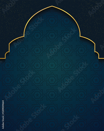 islamic background design template with gold line in abstract composition