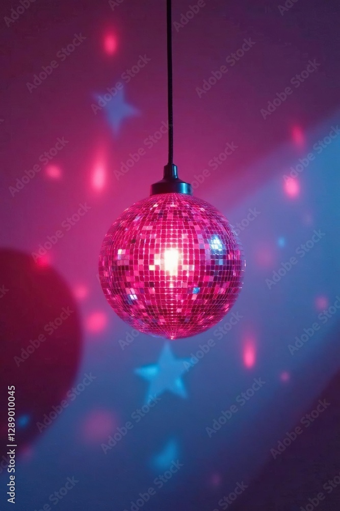 Obraz premium Pink disco ball pendant lights suspended from the wall, lighting, decor, pendant