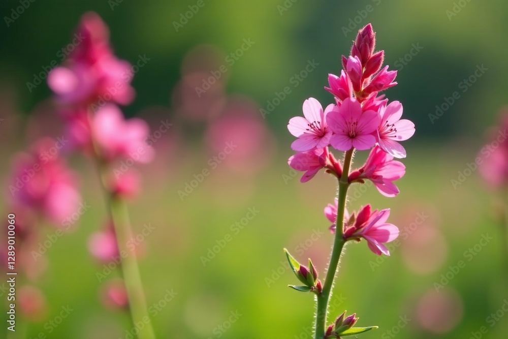 Pink flowers blooming on Rumex acetosella stems, pink flowers, spring Pink flowers blooming on Rumex acetosella stems, pink flowers, spring