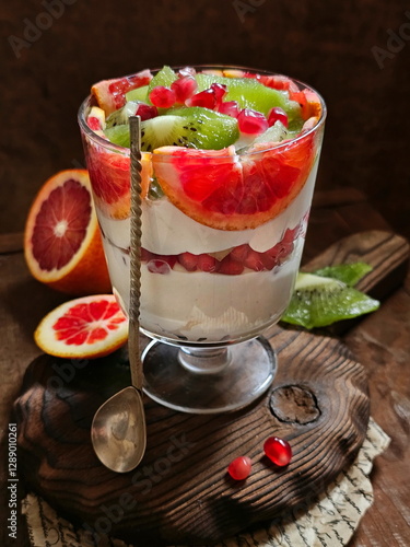 dessert with strawberries and cream