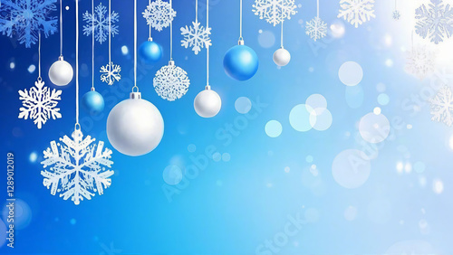 festive winter theme with a blue and white color scheme.