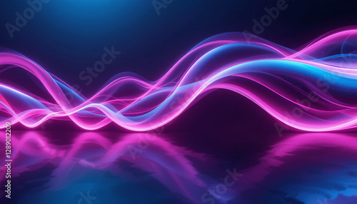 Wallpaper Mural abstract, wavy lines in vibrant shades of pink and blue, flowing across a dark background. Torontodigital.ca