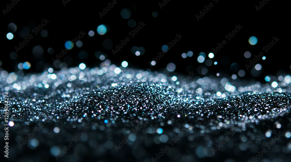 Glittering background with falling sparkles and light refraction for festive design