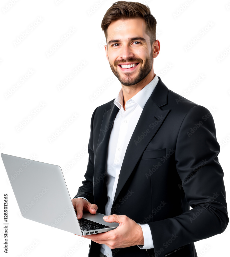 Smiling Businessman Using Technology for Productivity Smiling Businessman Using Technology for Productivity