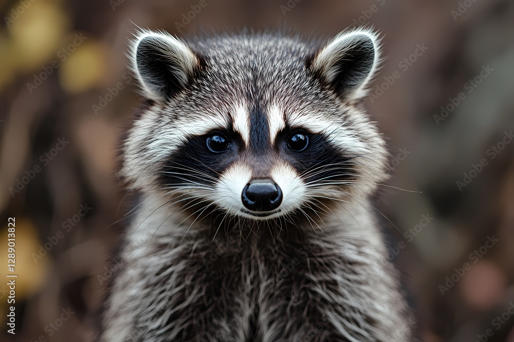 Medium shot of a raccoon looking straight at the camera Medium shot of a raccoon looking straight at the camera
