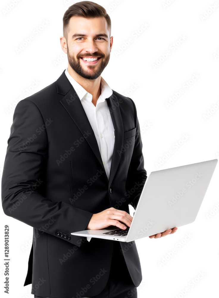 Smiling Businessman Using Technology for Productivity Smiling Businessman Using Technology for Productivity