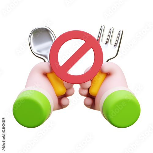 Stop Eating 3d Illustration