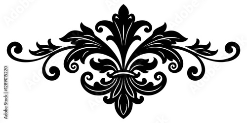 High-Quality Baroque Ornament Silhouette Vector on Transparent Background