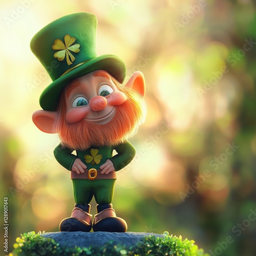 Cute Leprechaun fairy and green decorations of St. Patrick’s Day.