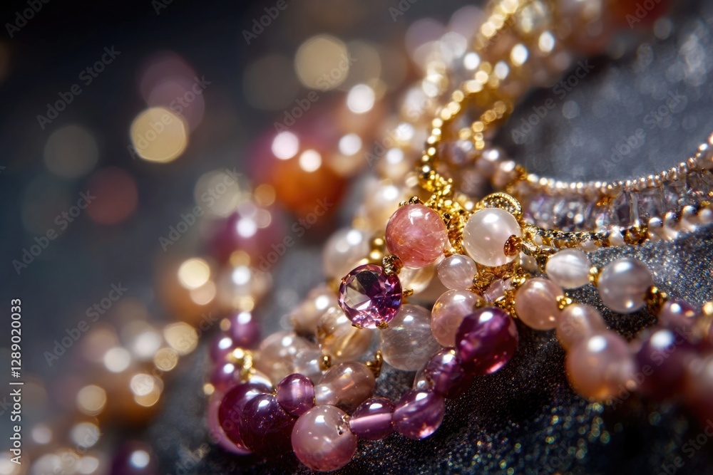 A close-up view of a cluster of beads with intricate details and colors A close-up view of a cluster of beads with intricate details and colors