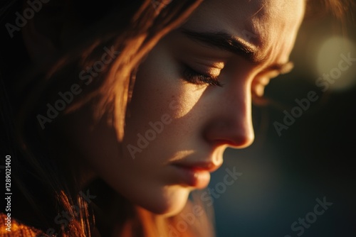 Portrait of a woman with eyes closed, suitable for personal or professional use