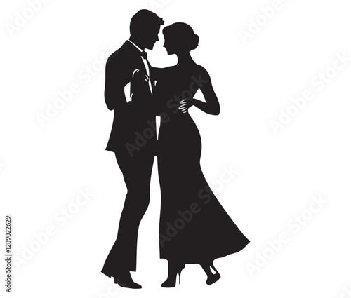 Wallpaper Mural Silhouette Of A Young Couple. Love and Passion A Stunning Couple Vector Design. Torontodigital.ca