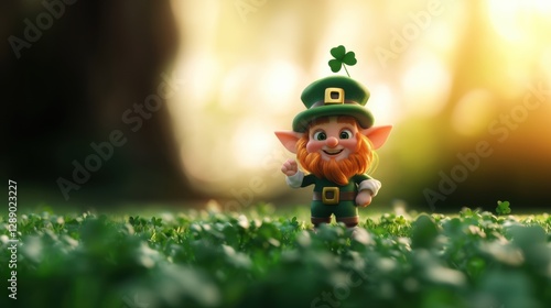 Cute Leprechaun fairy and green decorations of St. Patrick’s Day.