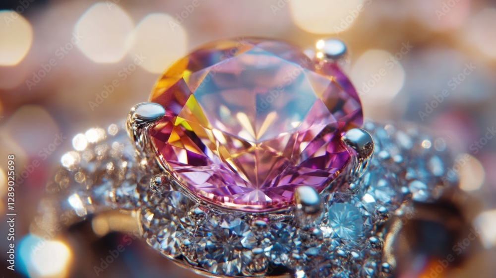 A close-up shot of a ring featuring a pink diamond, ideal for highlighting jewelry or accessories A close-up shot of a ring featuring a pink diamond, ideal for highlighting jewelry or accessories