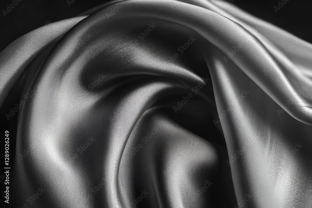 Fototapeta premium A close-up shot of a smooth satin fabric in black and white