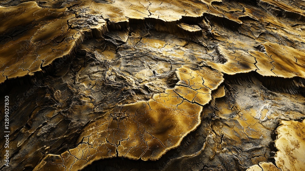 Textured surface of cracked earth in shades of brown and gold reflecting nature's intricate patterns and dry landscapes Textured surface of cracked earth in shades of brown and gold reflecting nature's intricate patterns and dry landscapes